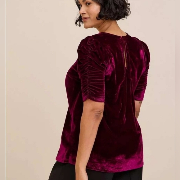 NWT Torrid Burgundy Velvet Caterpillar Sleeve Keyhole Back Top Womens 2X 18/20 - Picture 5 of 11